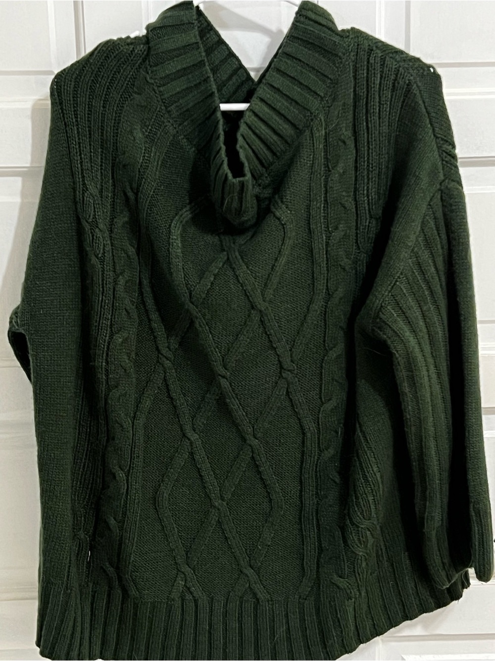 Amazon Women's Dark Green Cable Knit Off-the-Shoulder Sweater